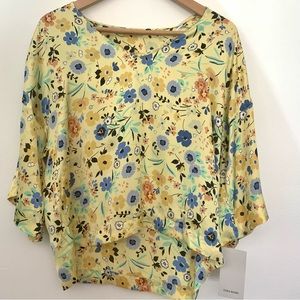 NWT ZARA Satin Floral Print Blouse Top